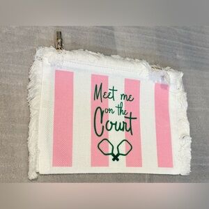 WHITE LINEN FRINGE FLAT ZIP- MEET ME ON THE COURT-PICKLEBALL